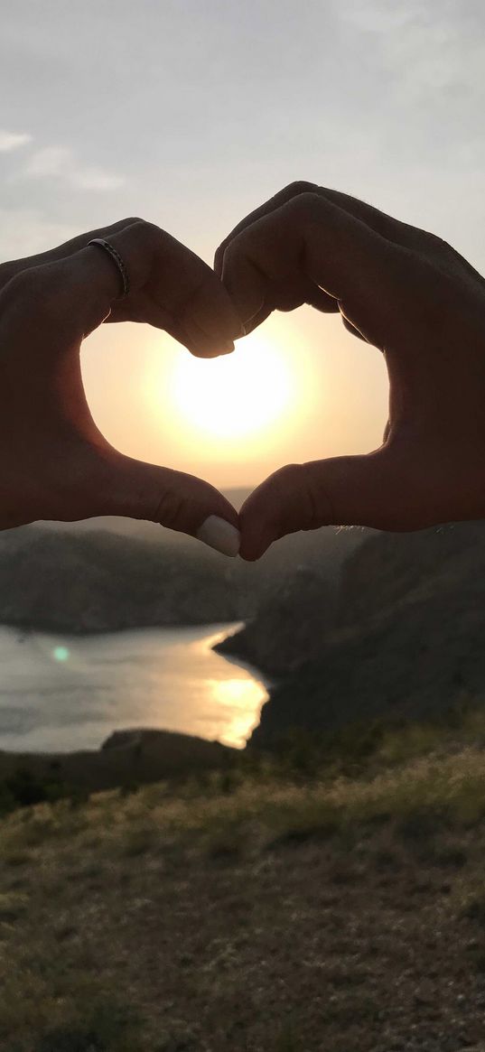 sunset, heart, crimea, love