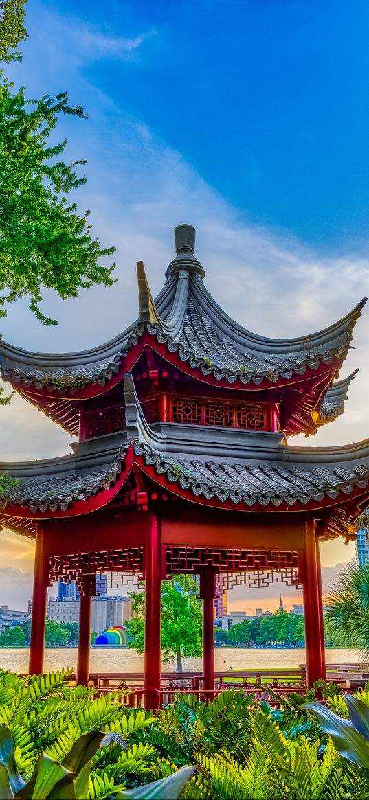 gazebo, architecture, roof, china