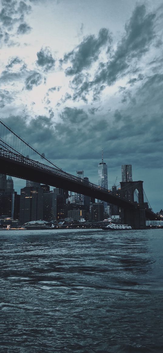 dark, city, bridge