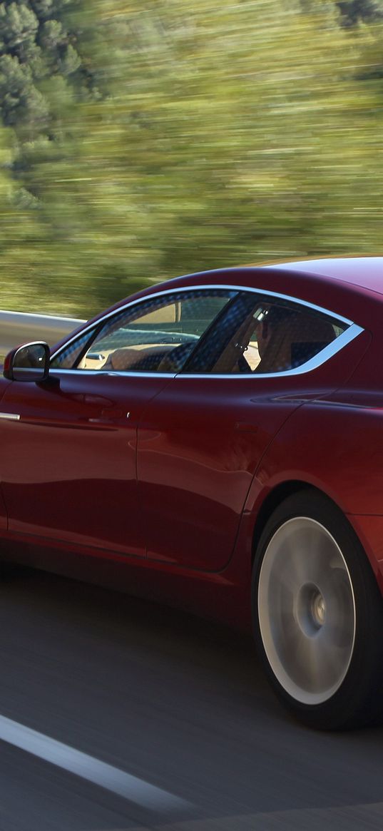 aston martin, rapide, 2009, red, side view, style, speed