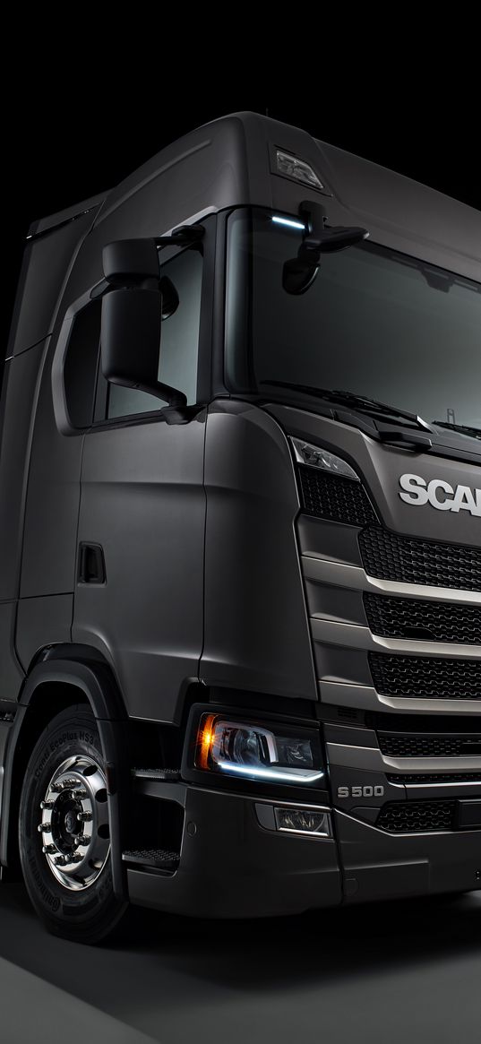 truck, tractor, scania, transport, black