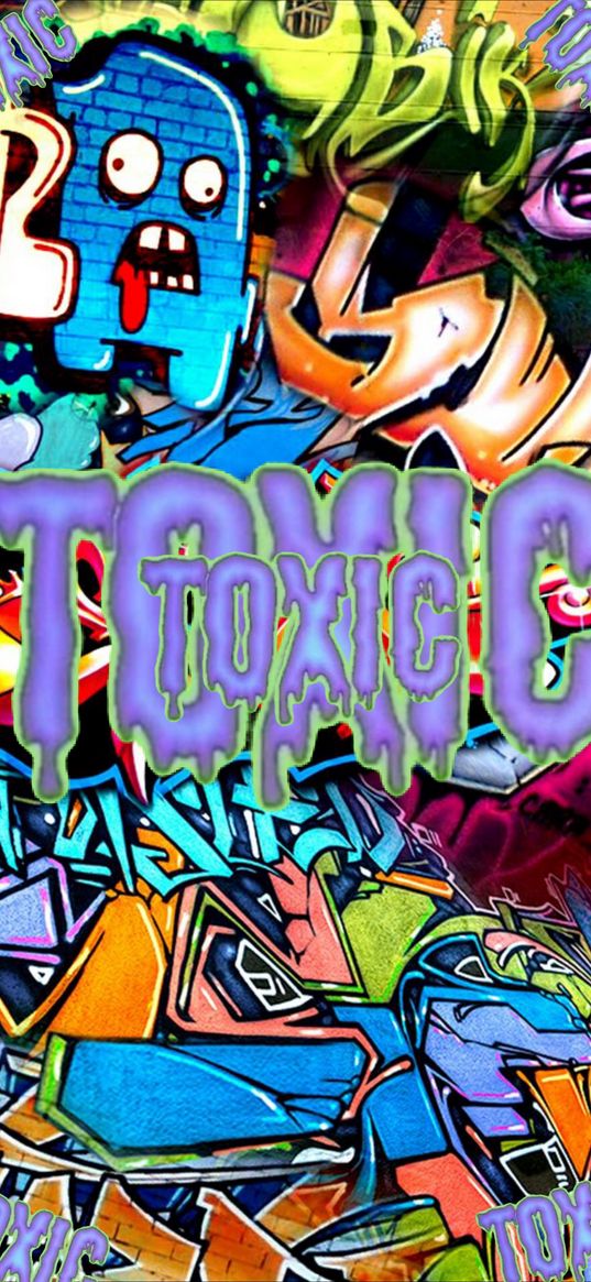 graffiti, toxic, inscription, art