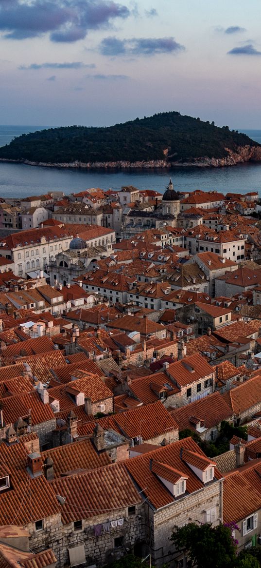 buildings, roofs, sea, island, city