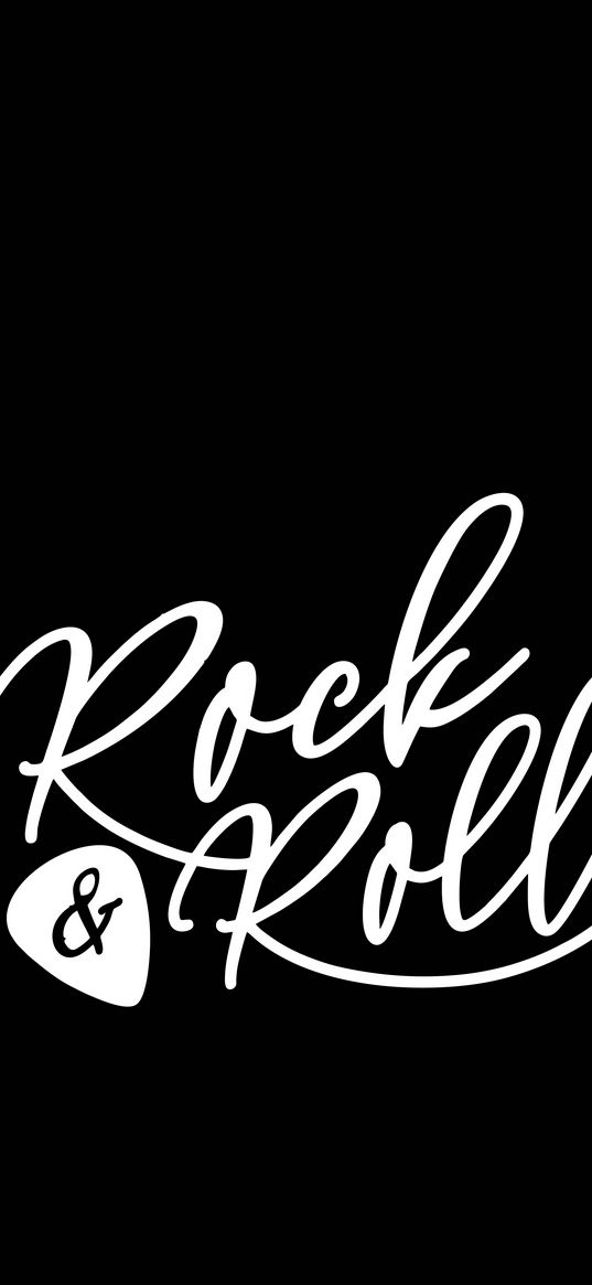 rock & roll, rock and roll, lettering, pick, white, black background