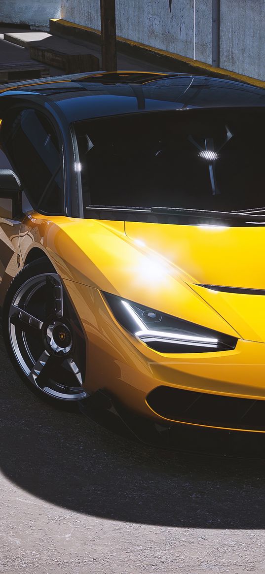 lamborghini centenario, lamborghini, sports car, car, yellow, street