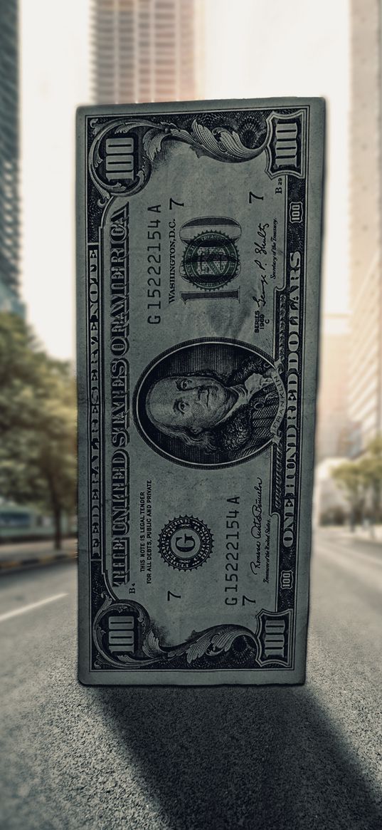 dollar, money, banknote, giant, street, city