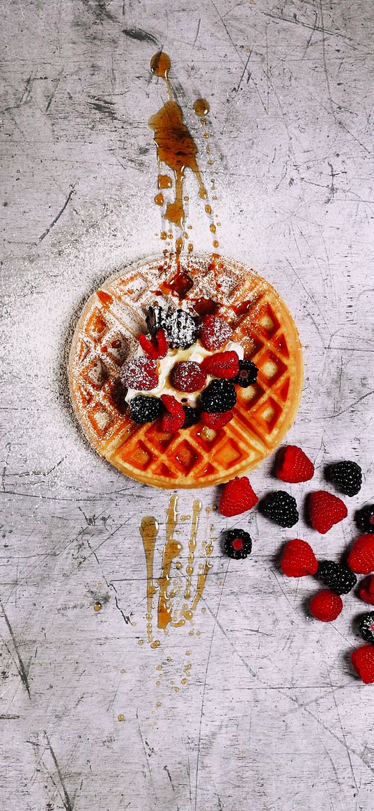 waffle, berries, dessert