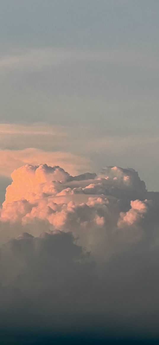 clouds, thick, big, sky, sunset