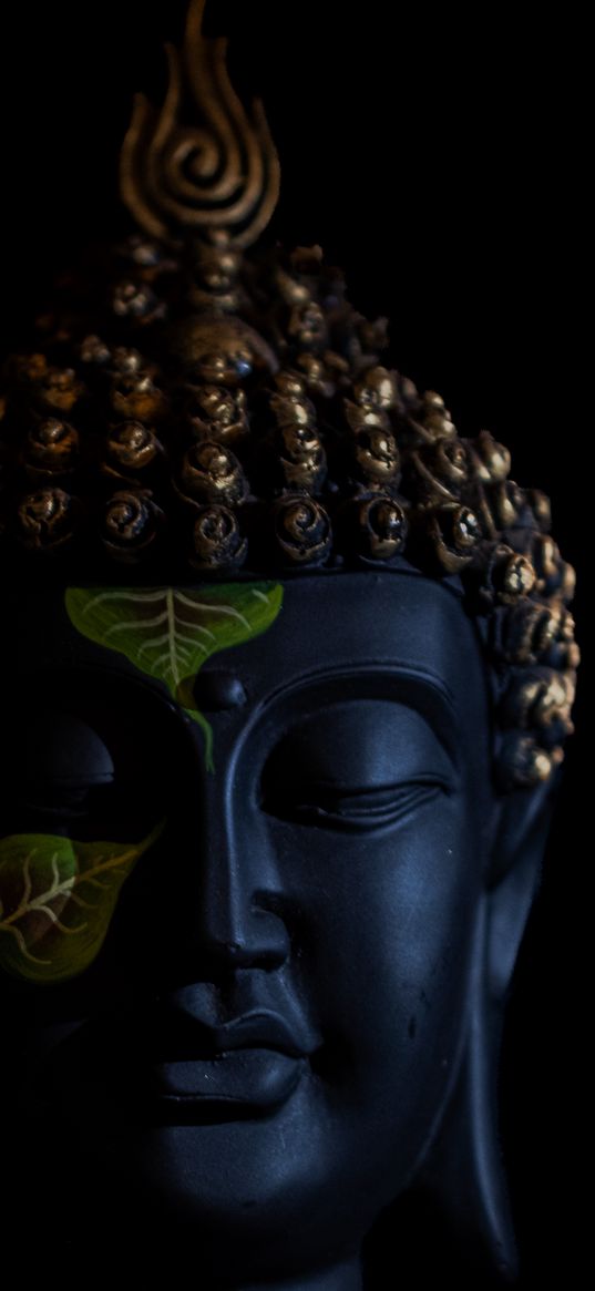 buddha, deity, statue, sculpture, dark, golden, art