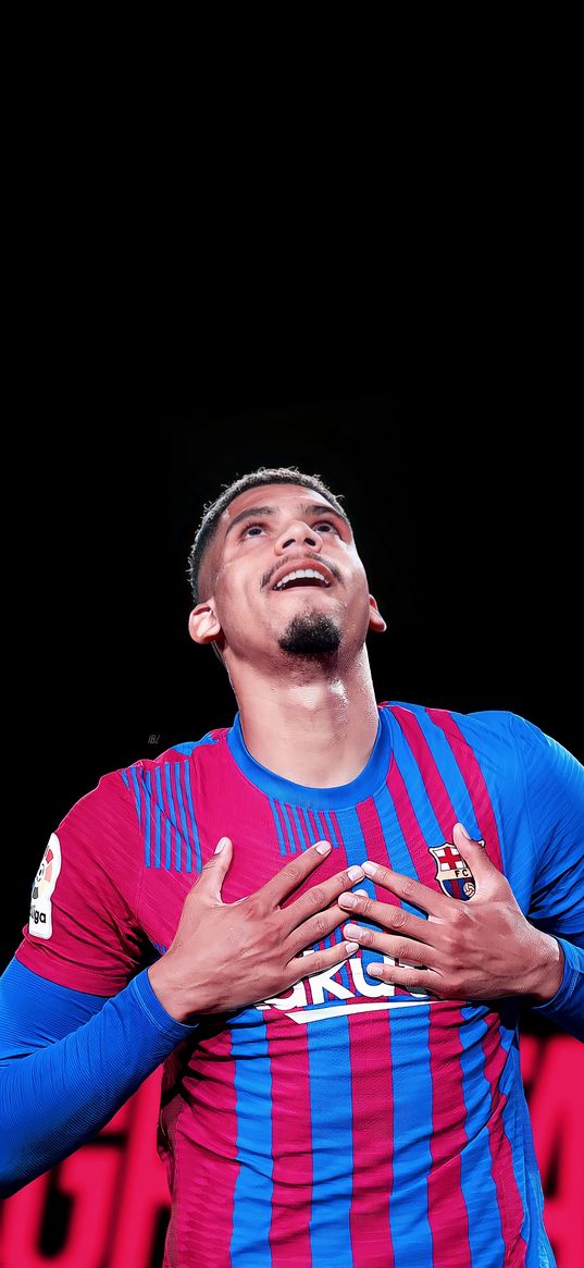 ronald araujo, football player, fc barcelona, emotions, joy, football, sports