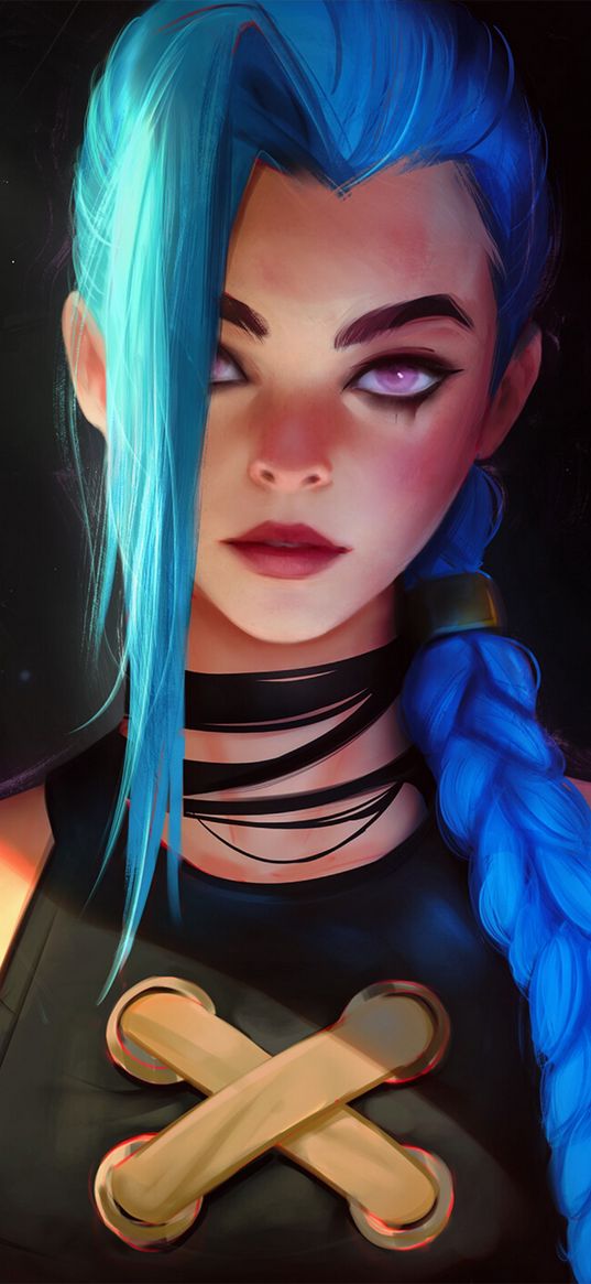 jinx, league of legends, arcane, anime, girl, game, art, tattoo