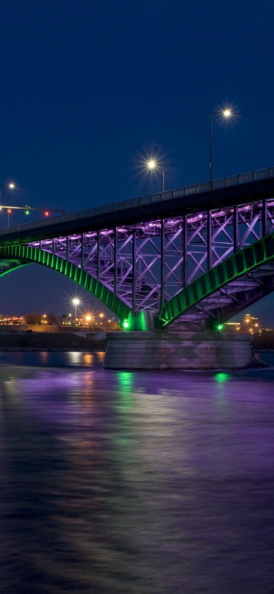 peace bridge, city, bay, bridge, night, lights, hdr