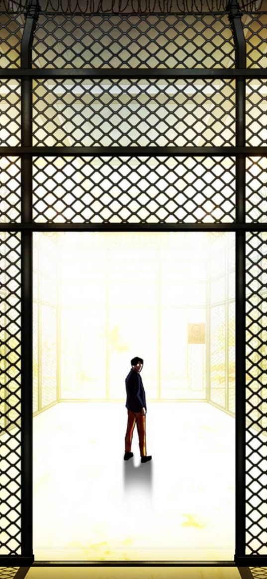 park hyung suk, lookism, manga, guy, fence, grid, light, anime, art