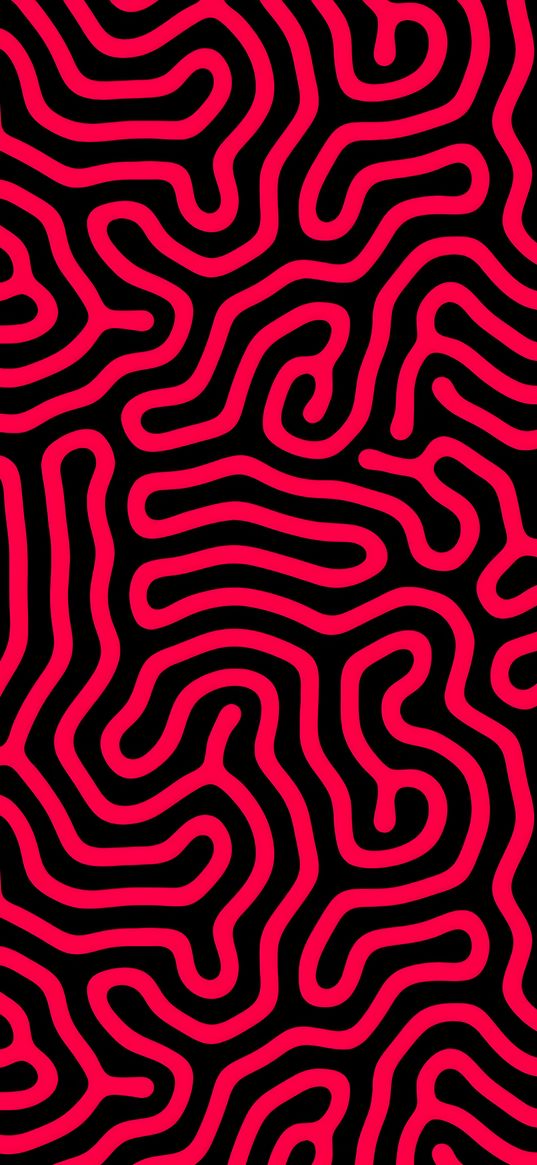 pattern, lines, maze, red, black, abstraction