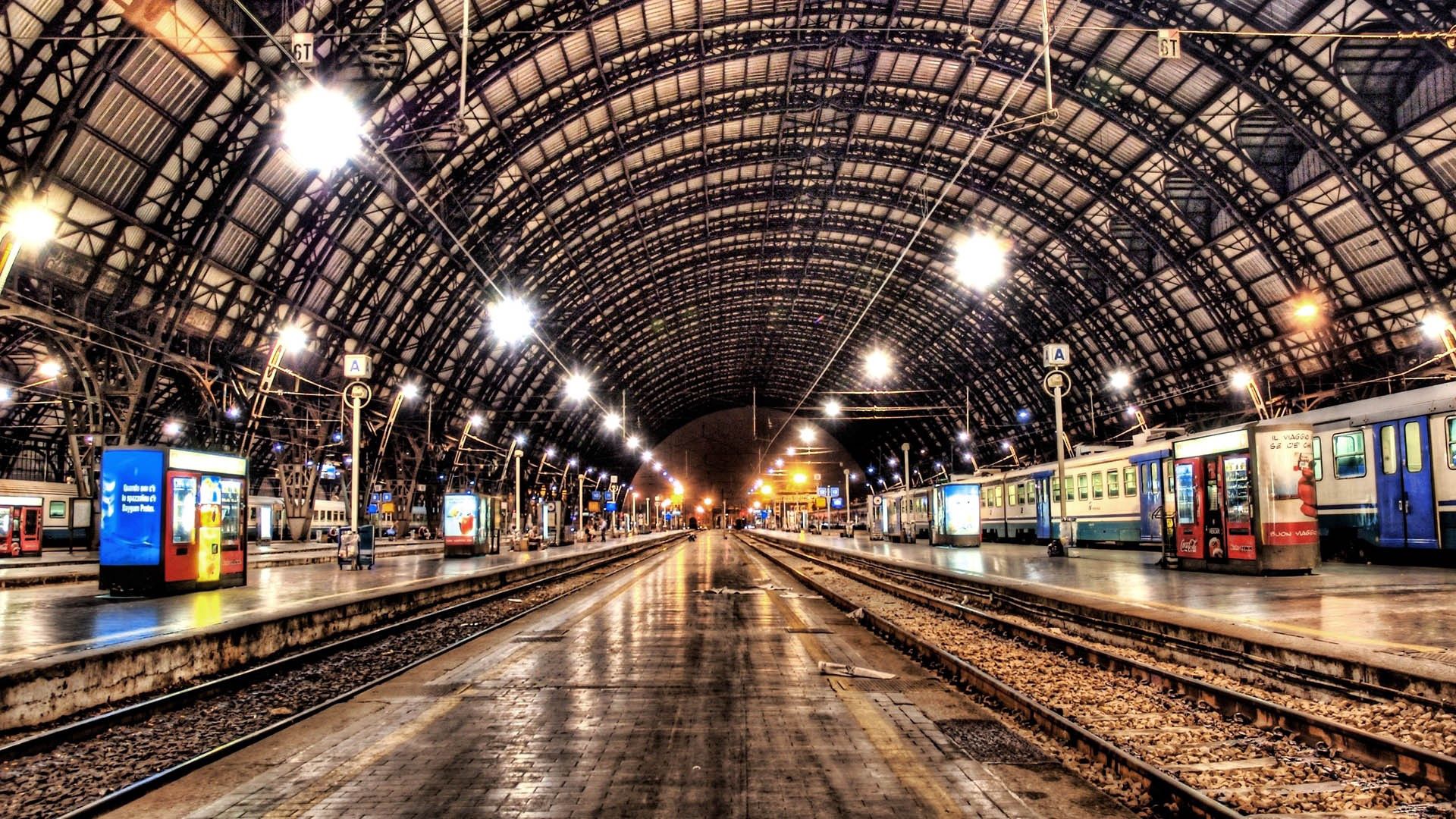 metro, night, railroad, city, hdr