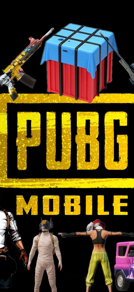 pubg mobile, game, characters, skins, weapons, logo, poster