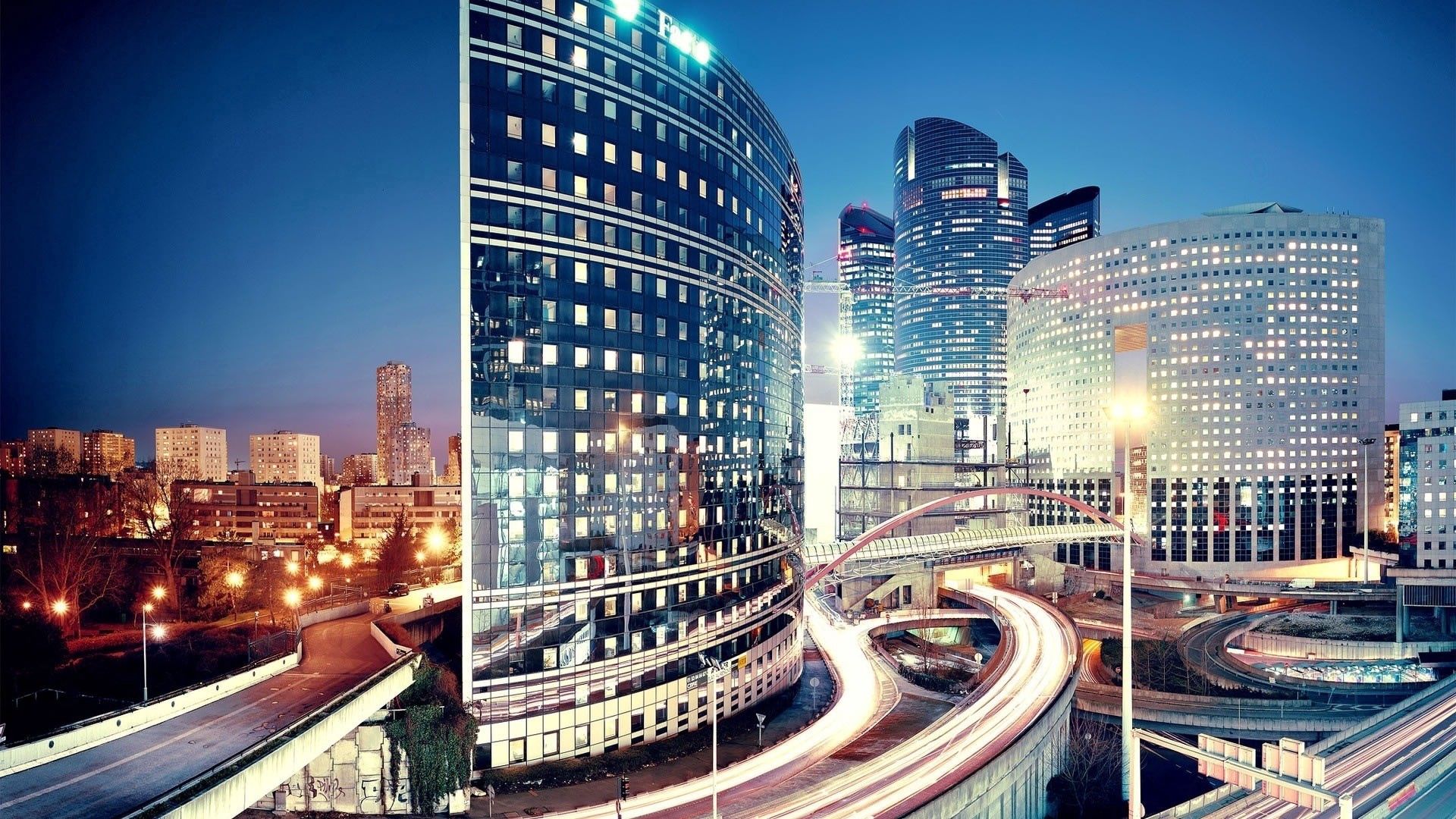 paris, building, road, night, traffic