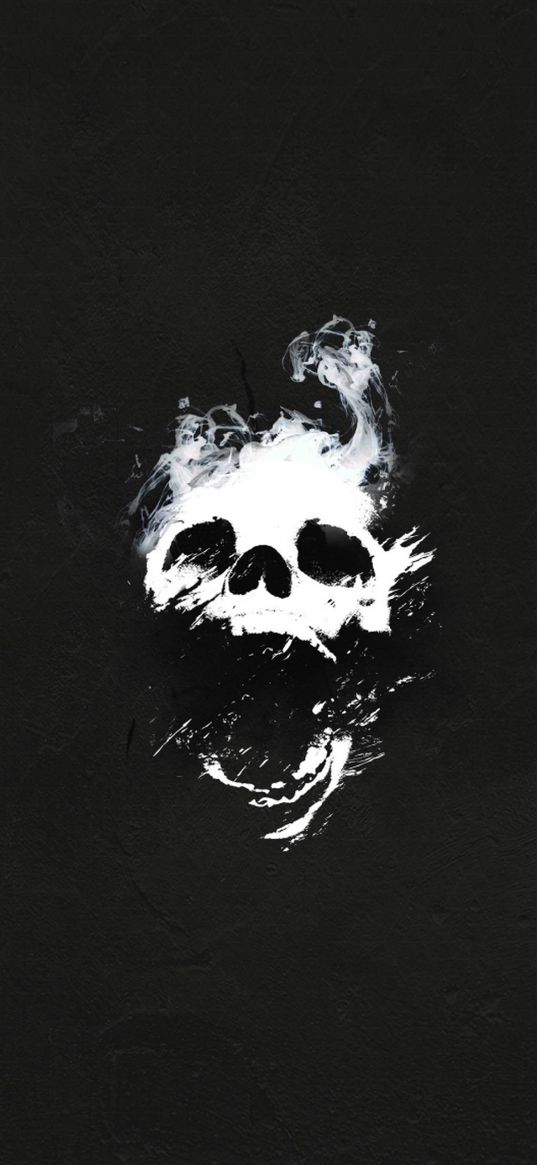 skull, scream, white, black background, art