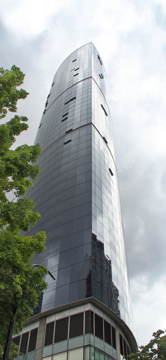 skyscraper, mirrored, bottom view