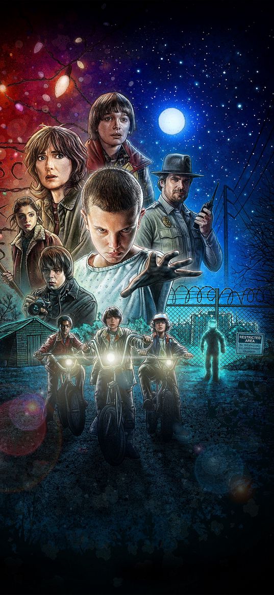 stranger things, tv series, characters, poster, art