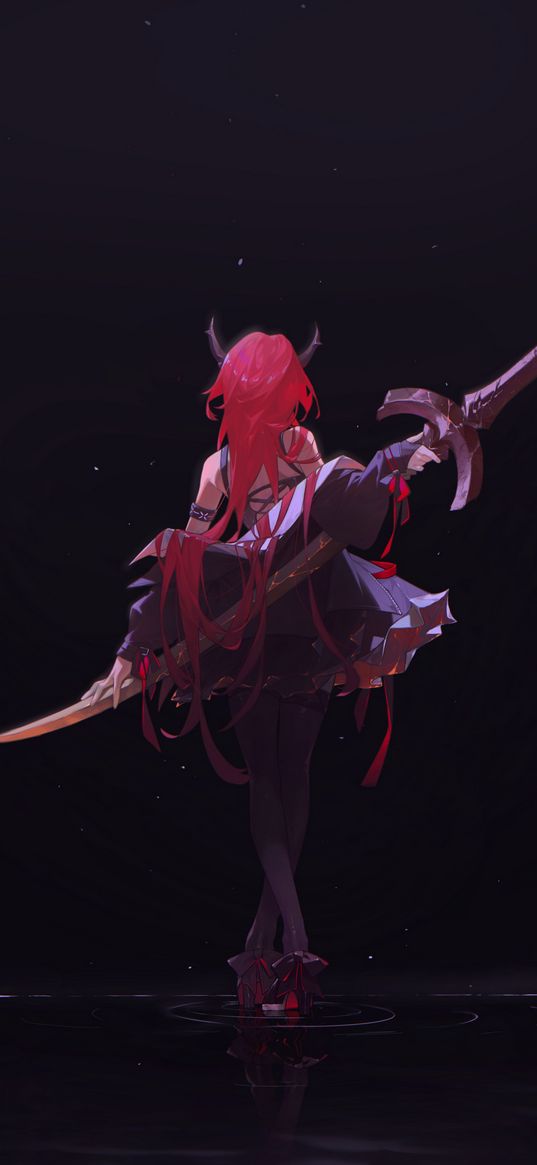 surtr, arknights, anime, girl, game, art, sword