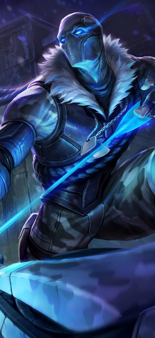 wild rift, arctic ops varus, skin, game, art