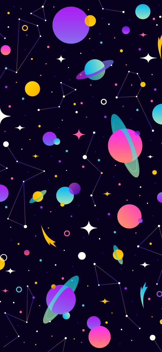 amoled, space, planets, stars, pattern, art