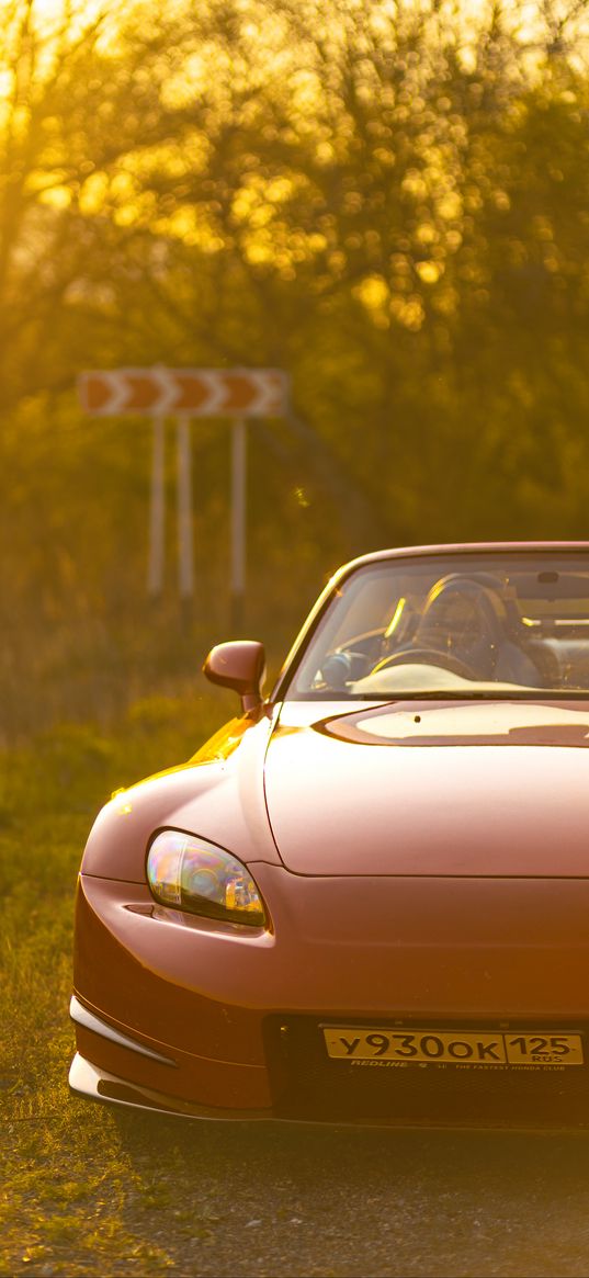 honda s2000, honda, car, red, sports car, front view