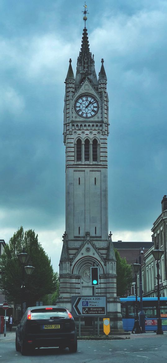 gravesend clock tower, tower, clock, street, city, gravesend, england