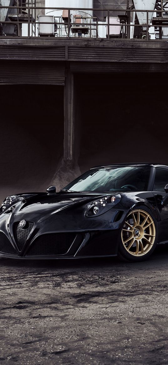 alfa romeo 4c tuning, alfa romeo, sports car, car, black, tractor, factory