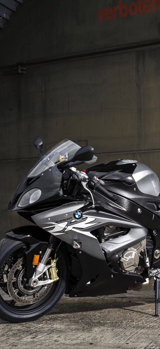 bmw, motorcycle, bike, gray, black, hangar