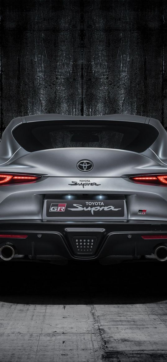 toyota supra gr, sports car, car, gray, garage