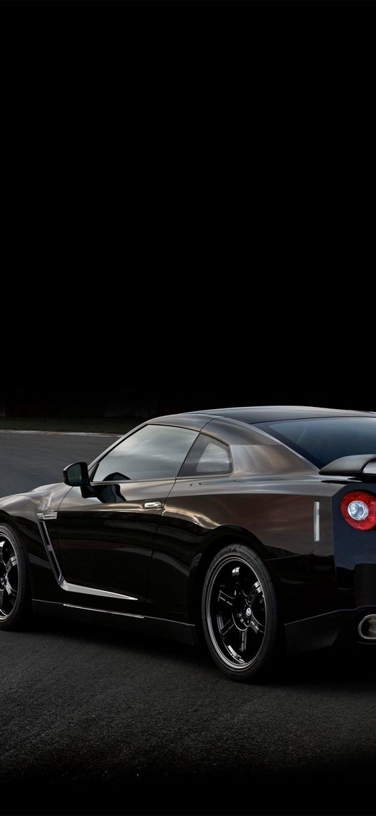 nissan gtr, nissan, sports car, car, black, road