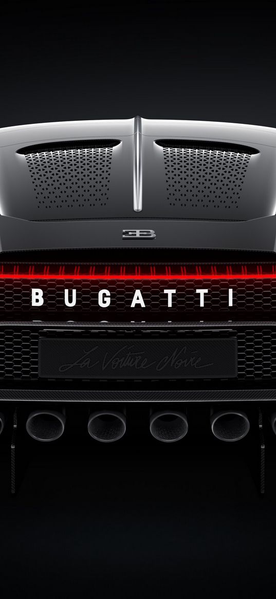 bugatti la voiture noire, bugatti, sports car, car, black, rear view