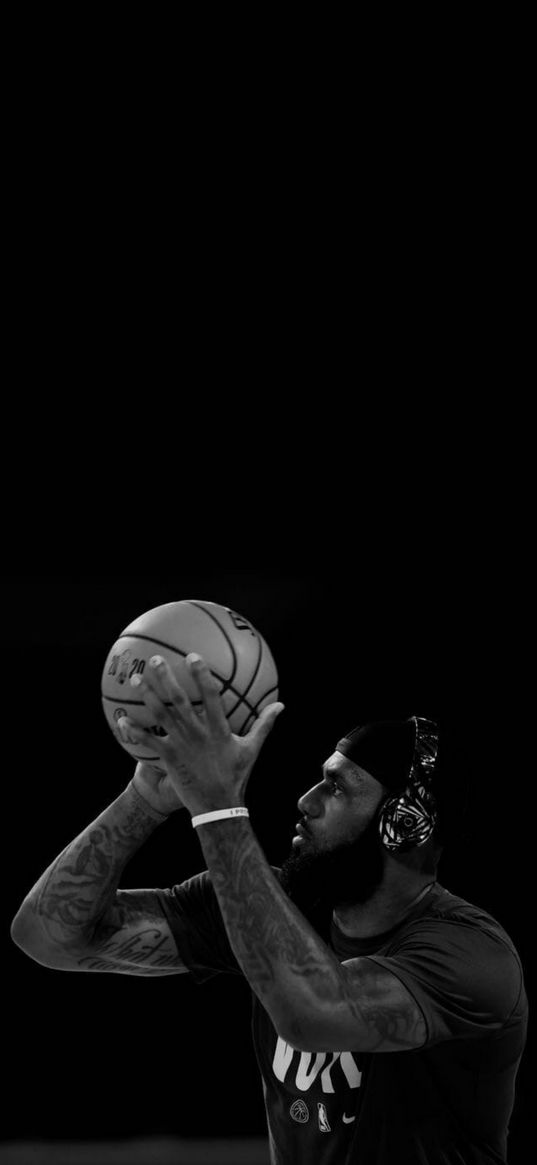 lebron james, basketball player, basketball, ball, throw, athlete, sport, black and white