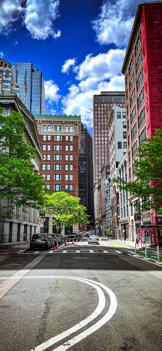 street, buildings, cars, city