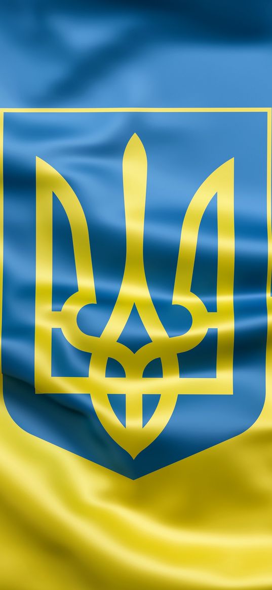 flag, coat of arms, symbolism, ukraine, blue, yellow