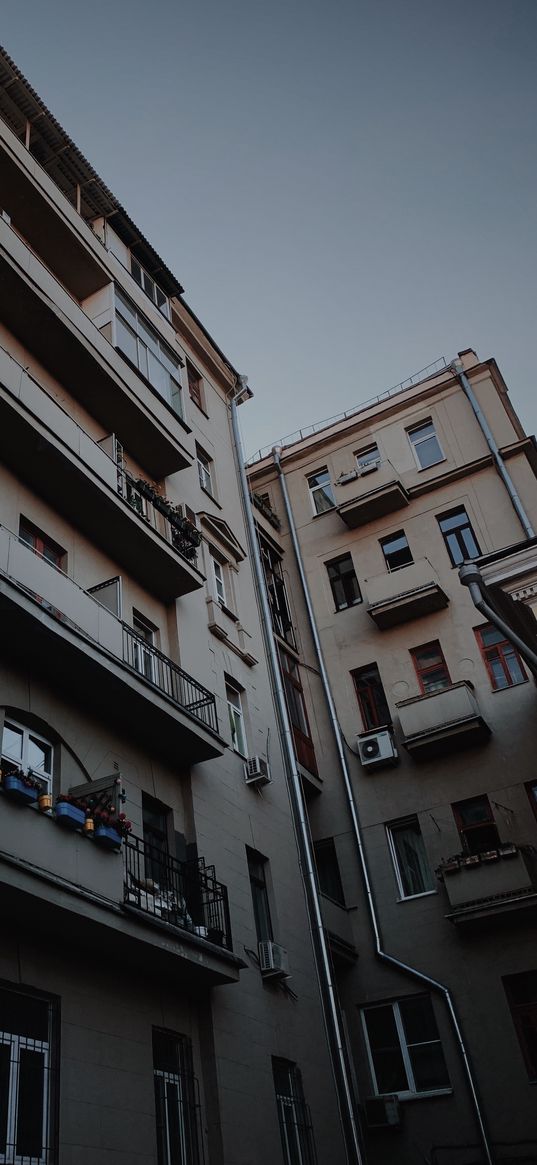 houses, floors, street, sky, dark, evening, city