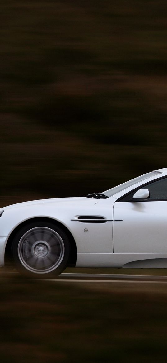 aston martin, v12, vanquish, 2004, white, side view, cars, speed