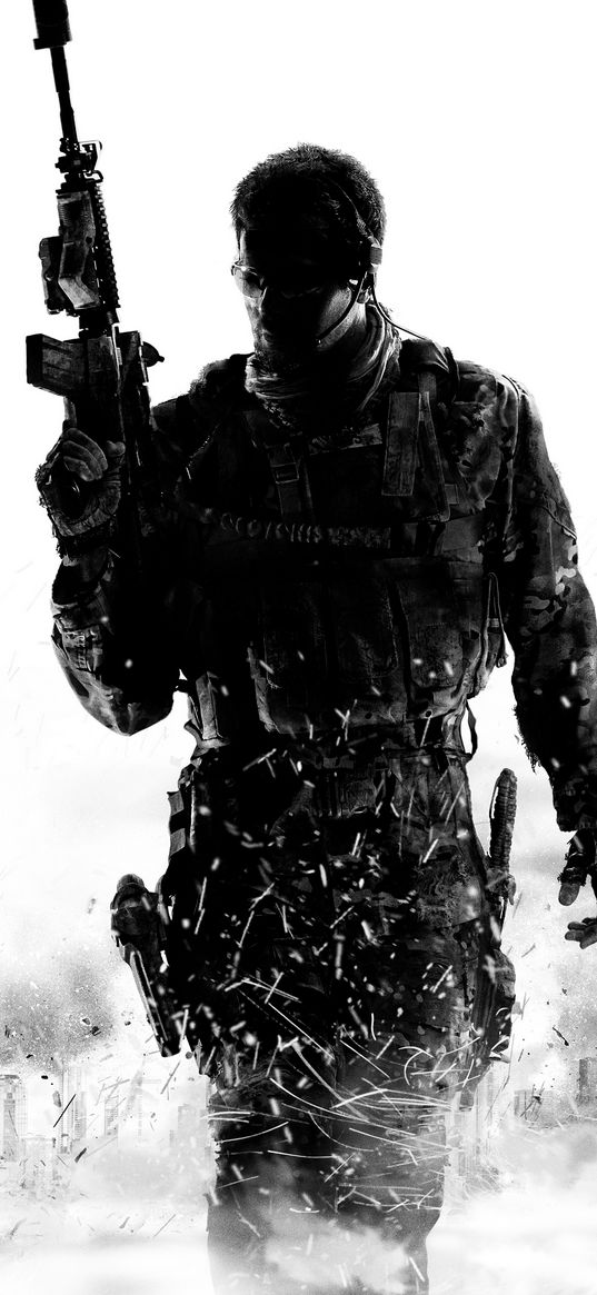 military, soldier, sniper, weapon, black and white