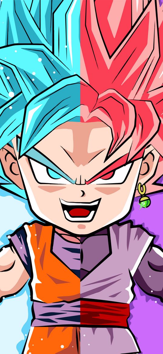 son goku, dragon ball, character, blue pink, art