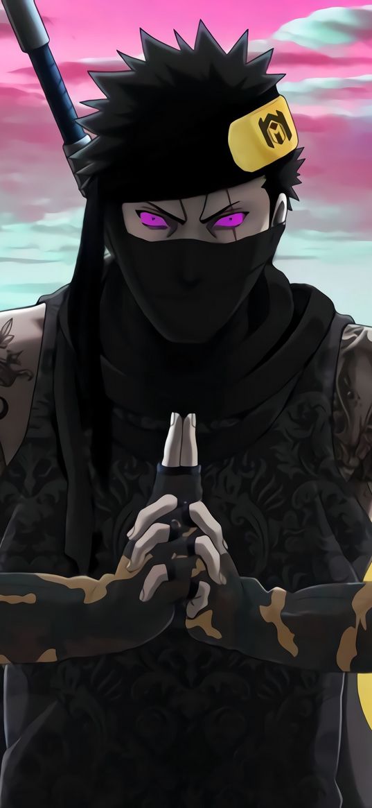 zabuza momochi, naruto, ninja, tattoo, mask, weapon, art