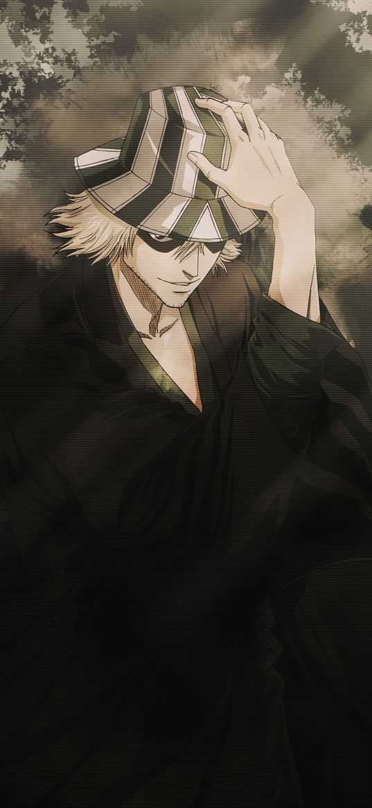 urahara kiske, bleach, anime, character, kimono, panama, art