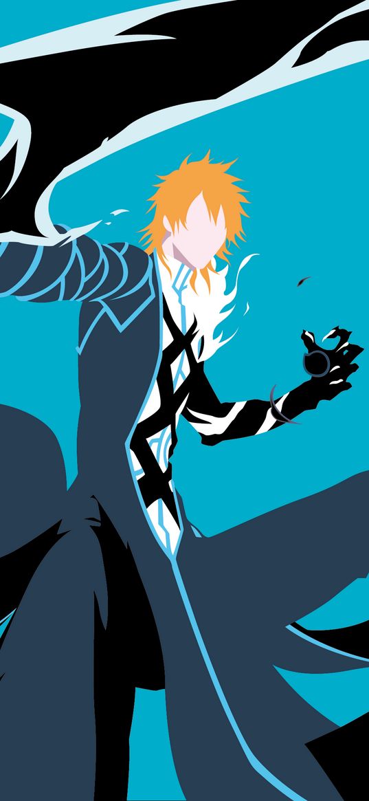 ichigo kurosaki, bleach, anime, character, silhouette, art