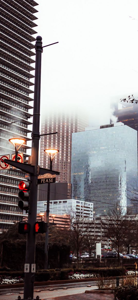 houston, city, fog