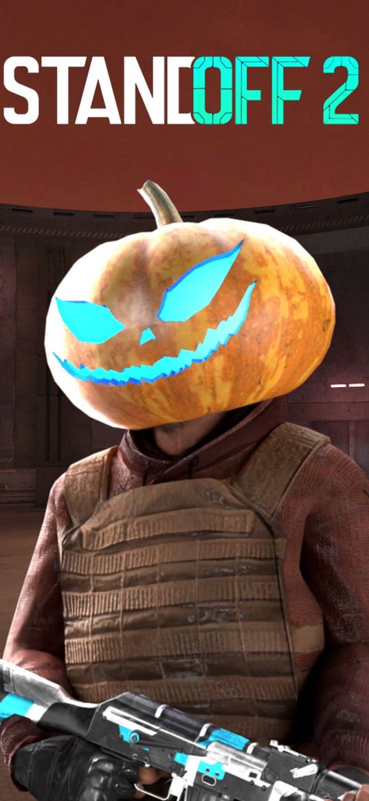 standoff, game, character, man, pumpkin, weapon