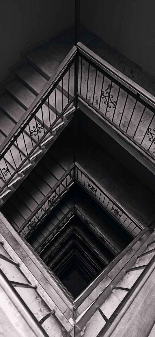 stairs, railings, architecture, dark