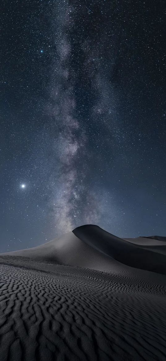 desert, dunes, sand, milky way, starry sky, stars, night, nature