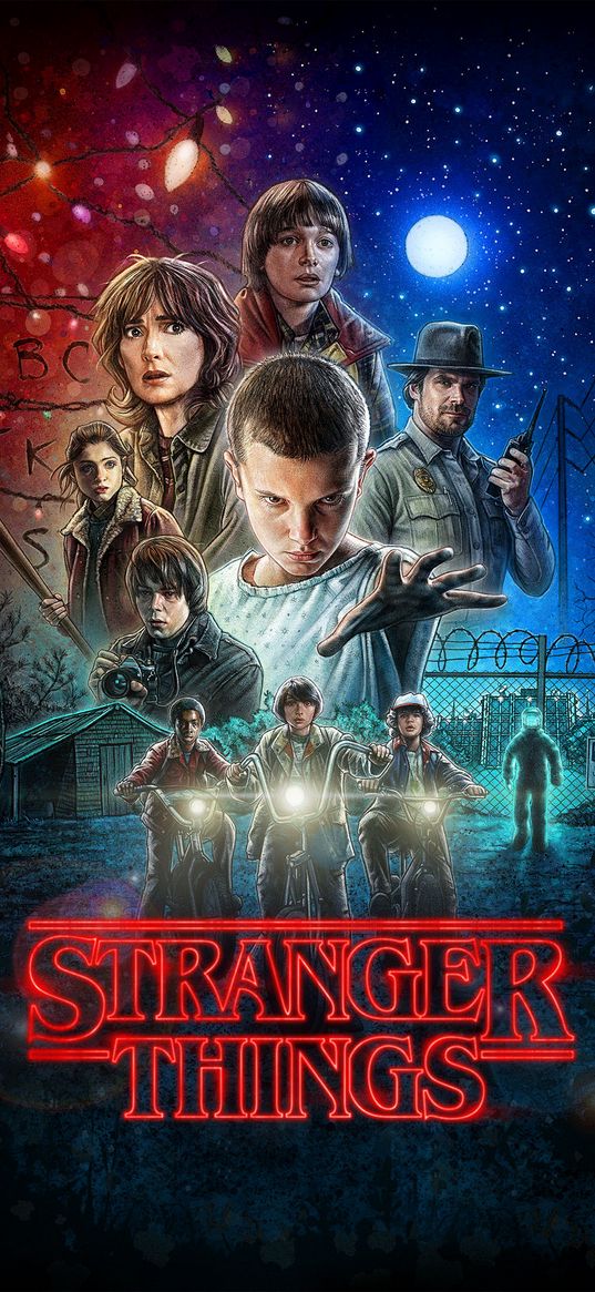 stranger things, series, poster, night, mysticism, horror