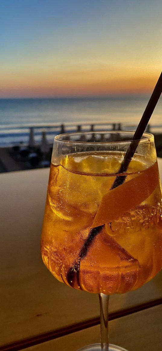 cocktail, sea, summer, sunset, drink